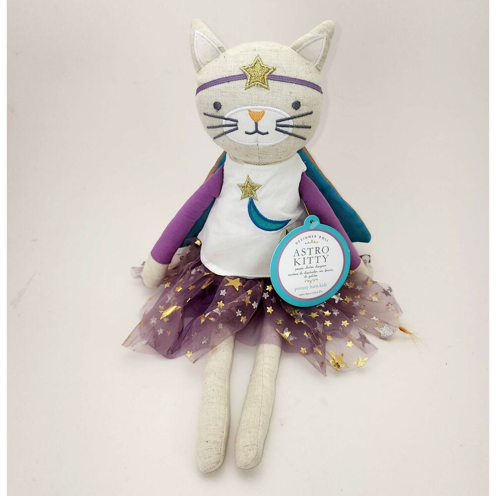Pottery Barn Kids Designer Doll Astro Kitty 17 inch Soft poupee Chaton Designer